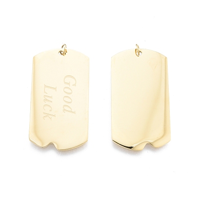 Ion Plating(IP) 304 Stainless Steel Pendants, with Jump Ring, Oval with Word Good Luck