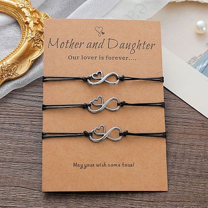 Stylish Stainless Steel Love Heart Braided Bracelet for Mother and Daughter