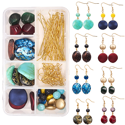 DIY Earring Making, with Acrylic Beads, Iron Head Pins, Brass Eye Pins and Earring Hooks, Golden