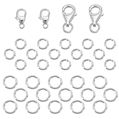 34шт 4 стиль 925 застежки-карабины из стерлингового серебра, с печатью 925, с 25 открытыми кольцами из стерлингового серебра
