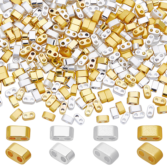 400шт. 4 стиль гальванизированные немагнитные синтетические гематитовые многожильные звенья, класс АА, прямоугольные, долговечный, настоящее 24k золото и 925 покрытие из стерлингового серебра