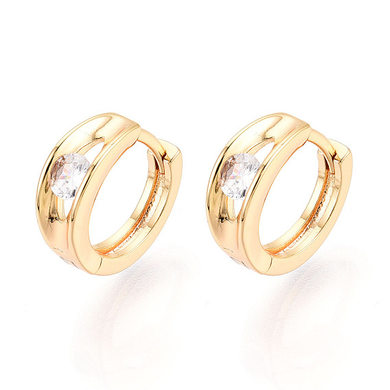 Латунные серьги-кольца из прозрачного кубического циркония