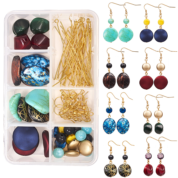 DIY Earring Making, with Acrylic Beads, Iron Head Pins, Brass Eye Pins and Earring Hooks, Golden