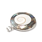Natural Abalone Shell/Paua Shell Pendants, with Brass Findings, Cadmium Free & Lead Free, Flat Round