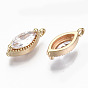 Brass Micro Pave Cubic Zirconia Charms, Light Gold, Long-Lasting Plated, Cadmium Free & Lead Free, Horse Eye