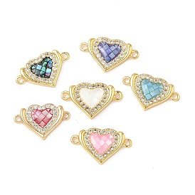 Подвески-сердечки с микропаве из латуни, прозрачные кубические цирконии и ракушки, с эмалью, реальный 18 k позолоченный, стойки покрытие, долговечный, без кадмия и без свинца