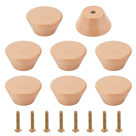 Круглая деревянная ручка для ящика, двери шкафа ручка мебель тянуть, с железными винтами