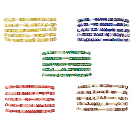 5набор эластичных браслетов из стеклянных бусин, штабелируемые браслеты