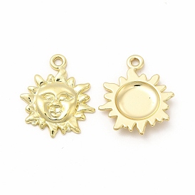 Rack Plating Alloy Pendants, Cadmium Free & Nickel Free & Lead Free, Sun with Human Face Charm
