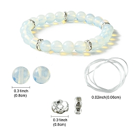 Набор для изготовления эластичного браслета из круглых бисера своими руками из смешанных драгоценных камней и натуральных и синтетических камней