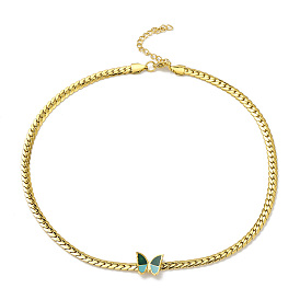 Collar colgante de mariposa esmaltada con cadenas de eslabones, chapado de iones (ip) 304 joyas de acero inoxidable para mujer