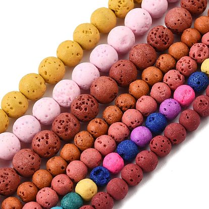 Colliers de perles de lave synthétiques teintées, ronde