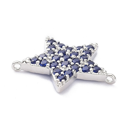 Brass Micro Pave Cubic Zirconia Links Connectors, Star
