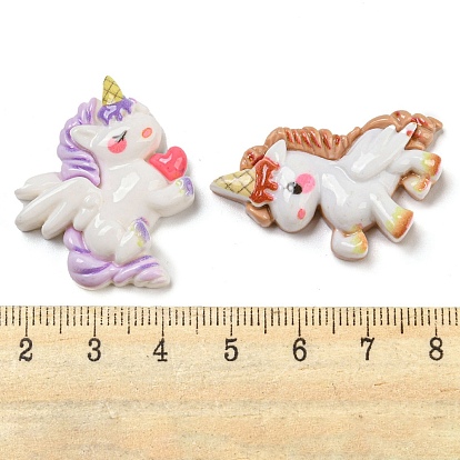 Opaque Resin Decoden Cabochons, Unicorn