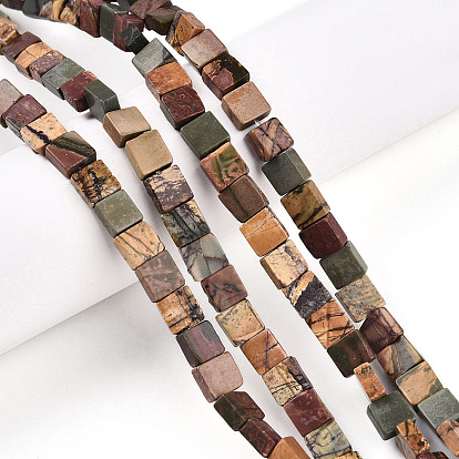 Нити бусин из натуральной яшмы пикассо/полихромной яшмы, квадратный