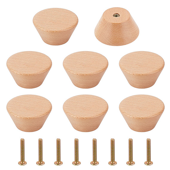 Круглая деревянная ручка для ящика, двери шкафа ручка мебель тянуть, с железными винтами