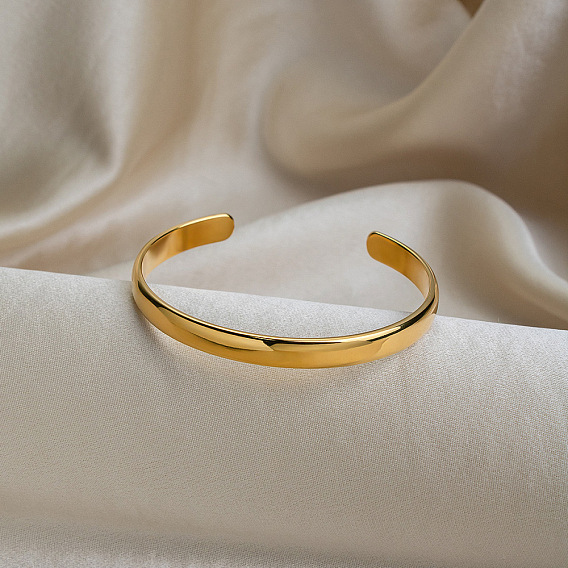304 bracelets manchette ouverts en acier inoxydable, bracelets unis pour femmes