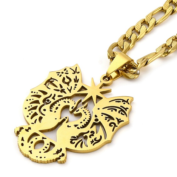 201 готические ожерелья с подвесками в виде двойного дракона из нержавеющей стали со звездой