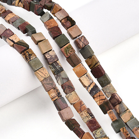 Нити бусин из натуральной яшмы пикассо/полихромной яшмы, квадратный
