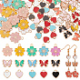 90Pcs 3 Style Light Gold Alloy Enamel Pendants, Sakura Flower & Butterfly & Heart