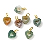 Природного индийского агата подвески, Подвески в форме сердца с фурнитурой из нержавеющей стали., золотые