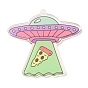Printed Acrylic Pendants, Spaceship with Pizza Charms