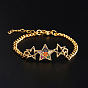 18K Gold Plated Copper Star Charm Bracelet with Colorful Zircon Stones - Fashionable Women's Jewelry
