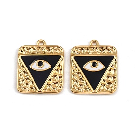 304 подвески из нержавеющей стали с черной эмалью, ионное покрытие (ip), прямоугольник с оберегами от сглаза