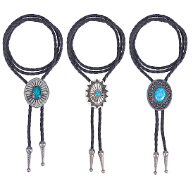 3 шт. 3 стили сплав паве смола имитация драгоценных камней цветок овальный кулон боло галстук лариат ожерелья