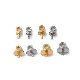 304 кулоны булавки жемчужные колышки стаканчики нержавеющие, за половину пробурено бисера, ионное покрытие (ip)