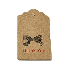 Étiquettes cadeaux de remerciement en papier kraft, rectangle avec bowknot