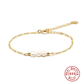 Minimalist Pearl Bracelet with Three Freshwater Pearls for Women's Daily Wear and Work