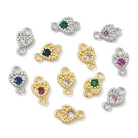 Подвески-сердечки с кубическим цирконием из латуни, без кадмия и без свинца, долговечный, стойки покрытие