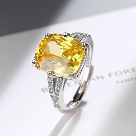 Zircon Wide-faced Women's Ring - Elegant and Stylish Hand Accessory.