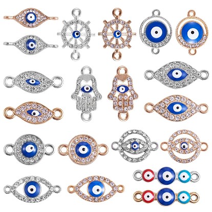 20Pcs Eye Enamel Charm Connector Mixed Shape Evil Eye Charm Assorted Evil Eye Connector for Jewelry Necklace Bracelet Earring Making Crafts