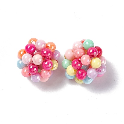 Handmade Plastic Imitation Pearl Woven Beads, Round