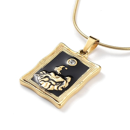 Ion Plating(IP) 304 Stainless Steel Pendant Necklaces, Rectangle