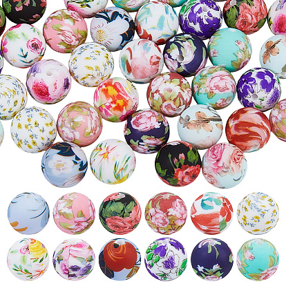 60 шт. 12 цвета напечатаны круглые силиконовые фокусные бусины