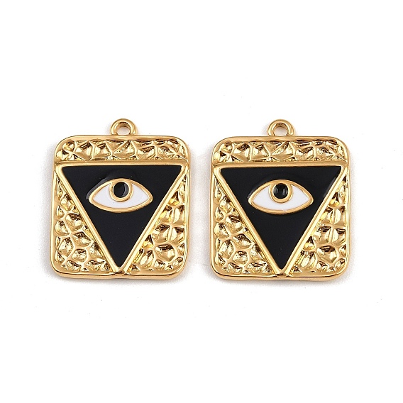 304 подвески из нержавеющей стали с черной эмалью, ионное покрытие (ip), прямоугольник с оберегами от сглаза