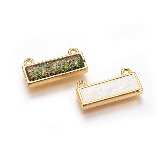 Synthetic Opal Pendants, with Brass Findings, Rectangle