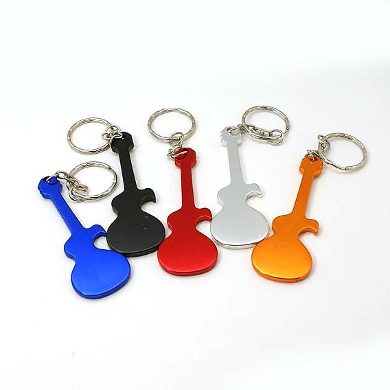Aluminum Alloy Bottle Openners, with Iron Rings, Guitar, 124mm