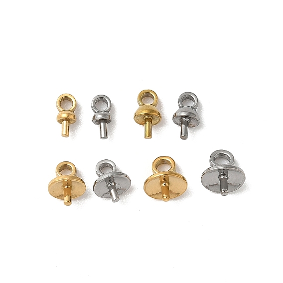 304 кулоны булавки жемчужные колышки стаканчики нержавеющие, за половину пробурено бисера, ионное покрытие (ip)