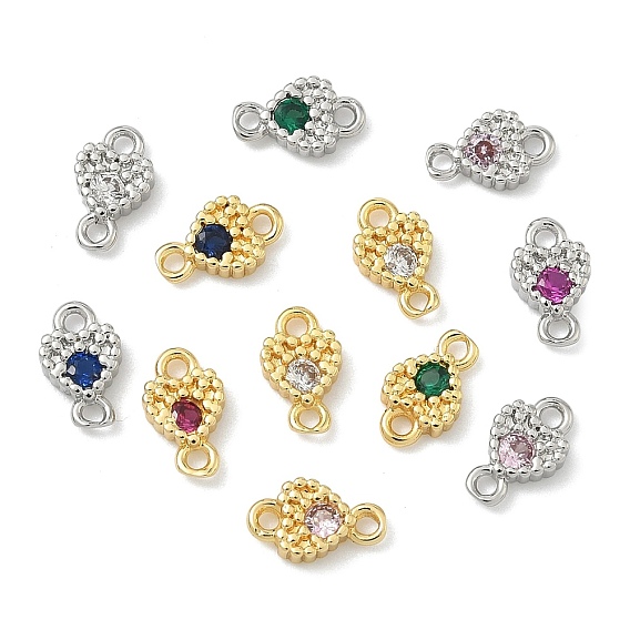 Подвески-сердечки с кубическим цирконием из латуни, без кадмия и без свинца, долговечный, стойки покрытие