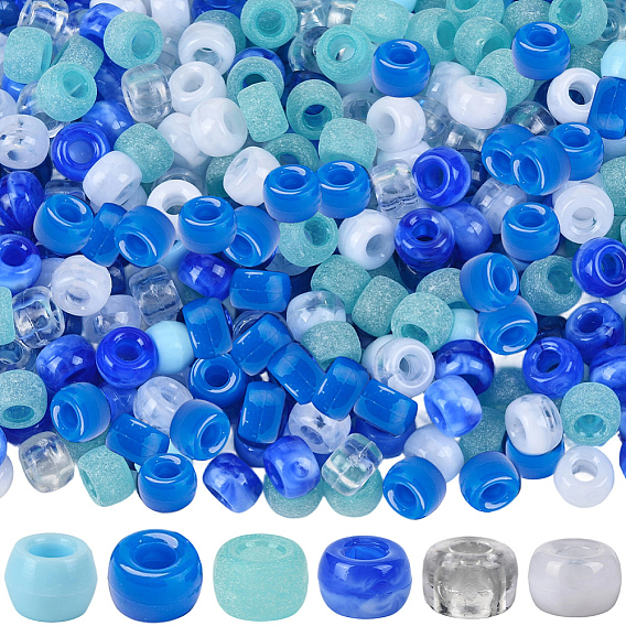 600 шт. 6 цветные непрозрачные и полупрозрачные акриловые европейские бусины, имитация драгоценных камней, бусины с большим отверстием, рондель