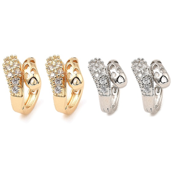 Brass Micro Pave Cubic Zirconia Hoop Earrings, Teardrop