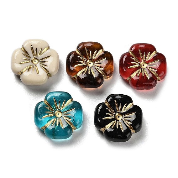 Прозрачные акриловые бусины, цветок, золотой металл обвитыми