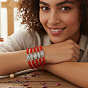 5Pcs Adjustable Braided Nylon Cord Bracelets, Alloy Our Lady of Guadalupe Jewelry for Women Men