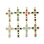 Настоящие 18 k позолоченные латунные подвески с микропаве и кубическим цирконием, со стеклом, без кадмия, без никеля и без свинца, крестик