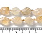 Natural Citrine Beads Strands, with Seed Beads, Faceted, Rhombus