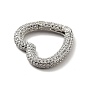 Brass Micro Pave Clear Cubic Zirconia Spring Gate Rings, Cadmium Free & Lead Free, Heart